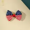Acessórios de Cabelo Europeus e Americanos Transfronteiriços para Bebês e Meninas, Laço com Cores do Dia da Independência, Tecido Totalmente Coberto, Presilhas de Cabelo Não Prejudiciais, Atacado de Acessórios de Cabelo
