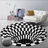 Alfombra Redonda de Visión Tridimensional en Espiral Blanco y Negro Transfronteriza Felpudo Geométrico para Sala de Estar Dormitorio Alfombra Artística para Mesa de Café