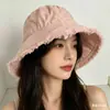 Sombrero de Pescador de Color Sólido Lavado con Borde Deshilachado para Mujer, Sombrero de Cubo Versátil Casual, Sombrero de Sol de Moda Estilo Coreano, Elegante y que Afina el Rostro