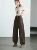 Pantalones de Mujer de Boutique 2026 Otoño de Tiro Alto de Doble Uso Pierna Curva Pierna Ancha Pantalones Cargo Casuales Pantalones Caqui