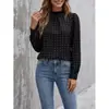 Moda Feminina Europeia e Americana Outono 2026 Amazon Novo Elegante Poá Versátil Desconto Gola Redonda Manga Longa Blusa