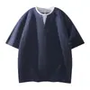 Camiseta Casual Americana Rasgada de Manga Curta para Homens, Respirável e Amiga da Pele, Novo Estilo de Verão para Adolescentes, Marca Trendy de Alta Qualidade