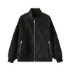 Nueva chaqueta de cuero PU de moda para otoño, estilo callejero para hombre, cuello alto, hombro recto, estilo americano genial, corte holgado, abrigo de cuero versátil
