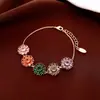 Pulseira com Pingente Redondo de Zircônia Super Brilhante Estilo Francês, Pulseira Exquisita de Luxo Leve de Alta Qualidade, Joia Feminina Fashion e Versátil