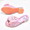 Pantuflas Aisha para niños, zapatos de princesa para niñas, nuevos de verano para exteriores, antideslizantes, con pedrería para bebé, sandalias de tacón alto para niños