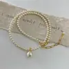 Collar de Perlas de Imitación Shijia de Lujo Ligero Nicho de Lujo Ligero Cadena Xiaomi de Gama Alta Moda Elegante Simple Colgante de Diamante Destellante