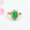 Anel de Ágata Natural Guan Yu Anel de Calcedônia Verde Imperial Cristal Benefícios de Transmissão ao Vivo Atacado Dropshipping S4012603
