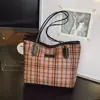 2025 Bolso de Hombro Nuevo Retro Coreano Textura de Viaje Bolso Tote Cuadros de Lana Bolso de Gran Capacidad Bolso de Mujer