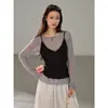 Isla de Flores del Sur de FranciaParche de Encaje Geométrico Camisola de Pico V Guangzhou Shisanxing Top de Nuevo Estilo Ag0133D