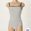 Nuevo Traje de Baño Coreano Estilo Dongdaemun Simple a Rayas Aguas Termales Corea del Sur Ins Sexy Espalda Descubierta Cubre Vientre Ajustado