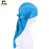 Novo Chapéu Pirata de Tira de Seda Grossa com Cauda Longa Chapéu Baotou Touca de Cabeça Durags sedosos