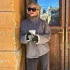 Ropa de Mujer Europea y Americana Transfronteriza 2025 Nuevo Otoño e Invierno Amazon Elegante Elegante Cuello Alto Botón Manga Larga Chaqueta de Lana