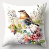 Funda de almohada con estampado floral y de pájaros de Temu transfronteriza, superventas, felpa corta, funda de cojín para decoración del hogar, sofá, dormitorio