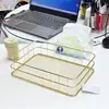 Cesta de Armazenamento de Ferro Estilo Simples e Luxuoso, Cesta de Armazenamento de Metal com Fundo de Tela para Mesa, Cesta de Armazenamento de Metal Criativa