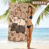 Atacado de fábrica transfronteiriço toalha de praia de capivara de desenho animado infantil, toalha de banho de fibra ultrafina de secagem rápida, toalha absorvente