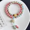 Pulseira de Contas Plásticas Roxo Ameixa com Duplo Círculo para Homens e Mulheres, Estilo Chinês Versátil Contas de Oração de Mão e Pulseira Colecionável