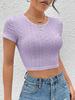 Amazon Aliexpress Comercio Exterior Ropa de Mujer 2026 Otoño e Invierno Nuevo Color Sólido Calado Sexy Chica Caliente Top Corto Top de Punto