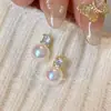 Pendientes Redondos de Perla para Mujer Elegantes Exquisitos Pequeños Pendientes Aguja de Plata S925 Pendientes de Lujo Ligero de Gama Alta Simples Versátiles