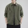 Jaqueta estilo camisa workwear retrô americana para homens, popular na primavera e no outono, top 100% algodão, camisa casual versátil e moderna para homens