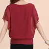 Nueva Camisa de Gasa Coreana de Verano para Mujer, Ropa de Mujer de Talla Grande con Manga Corta, Top de Gasa Batwing Adelgazante, Camisa Base
