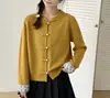 Cardigã de malha estilo chinês transfronteiriço feminino outono e inverno novo estiloso elegante curto solto peça externa estilo chinês vestuário de lã