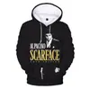 2024 comercio electrónico transfronterizo sudaderas con capucha tipo chaleco para hombre, mujer y familia moda impresión digital 3D cara de Scarface