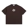 Rumei Retro Americano Verão Estampa de Letras Design Minimalista Camiseta de Manga Curta Unissex Casual Top de Meia-Manga