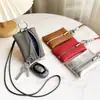 Bolsa para llaves de cuero PU fresca estilo japonés con patrón de lichi, Portallaves portátil anti-pérdida, Billetera portátil para mujer