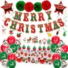 Set de Globos Temáticos Navideños Papá Noel Banderines Variados Banderas Tela de Fondo Decoración de Fiesta Globos de Látex