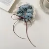 Goma para el pelo tipo scrunchie de encaje de malla estilo coreano con lazo de cinta de lunares Banda elástica para moño de mujer