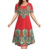 Vestido Feminino 2024 Estilo Nacional Russo Estampa 3D Saia Evasê Moda Casual Roupa com Flores