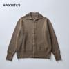 Suéter Rojo para Hombre APO para Hombre de Alto Sentido Otoño e Invierno Estilo Perezoso Holgado Cuello Solapa Manga Larga Chaqueta Cardigan Tejida