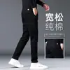 Calça Casual Preta Nova Tendência de Luxo Outono 2026 para Homens, Calça Preta Lisa de Corte Reto Slim Fit para Outono e Inverno