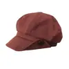 Gorra octagonal de estilo japonés con borde enrollado y botones para mujer, boina de alta costura, artística y versátil, hace que la cara se vea más pequeña, gorra de repartidor