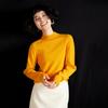 Nova Malha de Caxemira Outonal Versátil Clássica Moda Gola Alta Meia-Alta Camiseta Básica Feminina Roupas Femininas Cor Pura Outono e Inverno