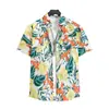 Camisa Floral Hawaiana para Niños Verano Delgado Estilo Hong Kong Ins Marca de Moda Casual de Moda Top de Media Manga