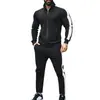 Conjunto de Dos Piezas para Hombre de Manga Larga Otoño-Invierno, Chaqueta Deportiva Casual y Sudadera con Bloques de Color y Cuello Alto, Traje para Hombre