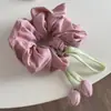 Elástico de Cabelo Flor Tulipa Estilo Coreano para Mulheres, Elástico de Fita de Alta Qualidade, Corda de Cabelo Grande para Prender o Cabelo