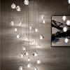 Lámpara de araña de cristal de cerezo americano con forma de bola, moderna lámpara de escalera dúplex LED, lámpara de araña de meteorito con personalidad creativa para restaurante