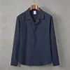 2026 Comércio Exterior Outono Nova Roupa Masculina 7 Cores Linho Manga Longa Solta Moletom Cor Sólida Manga Longa Camisa Masculina Tamanho Grande