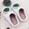 Pantuflas de Algodón de Nuevo Estilo Transfronterizas para Mujer, Invierno Dibujos Animados Árbol de Navidad Felpa Linda Hogar Interior Cálido Antideslizante Pareja Zapatos de Algodón