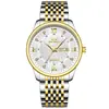 Relógio Masculino Daiyang Original Quartzo à Prova d'Água Luminoso Moda Executiva Calendário Duplo Cravejado com Diamantes Pulseira de Aço Fecho Borboleta