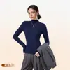 Camisa de Lã com Gola Alta Meia-Boca para Mulheres no Outono e Inverno, Tops de Manga Longa Que Podem Ser Usados por Fora e Camisetas da Moda Femininas