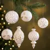 Colgante con Forma de Bola de Navidad Mate Retro Lujo Ligero Copo de Nieve Adorno de Regalo Decoración de Árbol de Navidad Plástico Blanco Dorado Nuevo Estilo