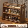 Prateleira de Armazenamento de Mesa Multicamadas de Grande Capacidade Prateleira de Armazenamento em Forma de Escada Rattan Plástico Escorredor Prateleira para Conjunto de Chá Chinês