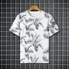 Camiseta de manga corta de seda helada para hombre, diseño de nicho de verano, moderna, a la moda, personalizada, de secado rápido, cuello redondo, venta al por mayor