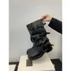 Botas retro de suela gruesa hasta la mitad de la pantorrilla, botas de vaquero western con tacón de bloque, nuevas botas de jinete otoño 2025, botas Martin para mujer