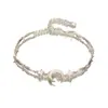 Pulseira com Contas Sorriso Arco-Íris Prata Quebrada Feminina Nicho Versátil Doce Elegante Dobra Jue Zi Novos Acessórios