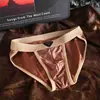 2025 Nuevos Calzoncillos de Seda de Hielo para Hombre Calzoncillos de Corte Alto Rayados Ropa Interior para Hombre Dropshipping Transfronterizo