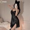 Ou Shilin Lencería Sexy Ropa de Dormir Ropa para el Hogar Escote Profundo Encaje Puro Deseo Tentación Hendidura Apasionada Tirante Camisón S017